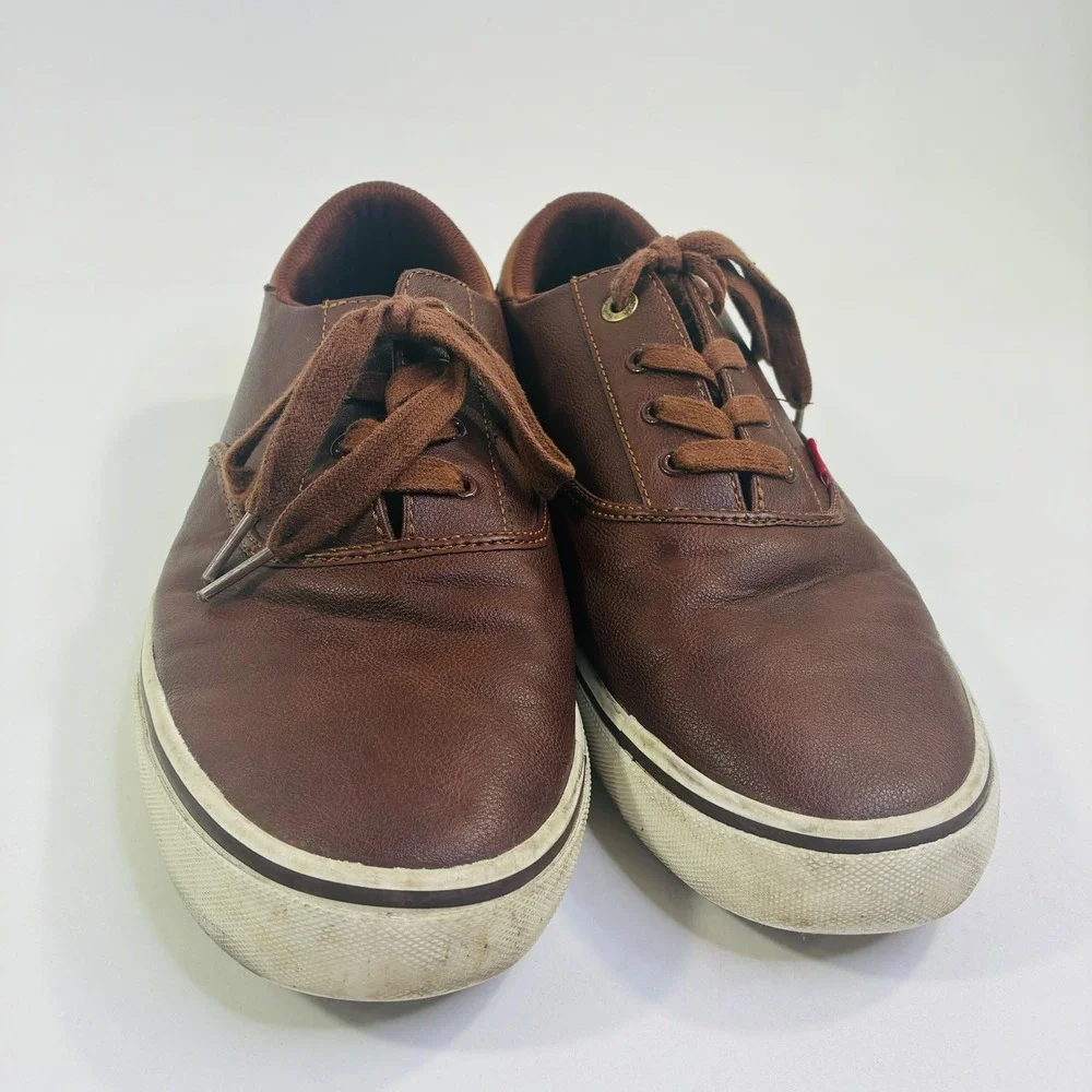 Levis Mens 10.5 Brown Synthetic Leather Low Top Sneakers 51822002B Casual Shoes
